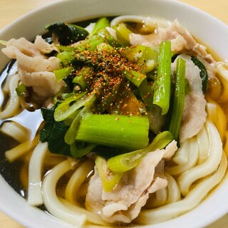 小松菜と豚バラのうどん